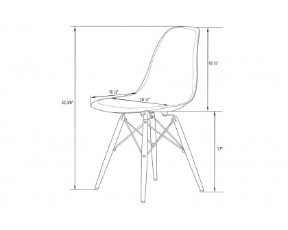 LeisureMod Dover Molded Side Chair With Acrylic Base - Transparent Blue