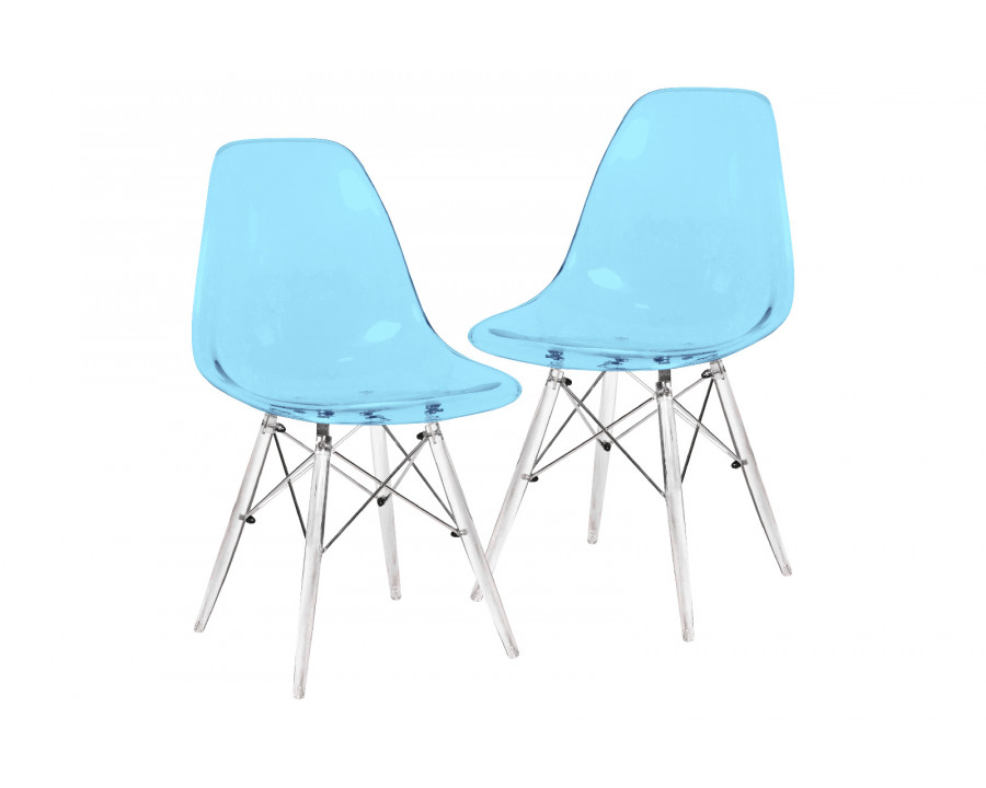 LeisureMod Dover Molded Side Chair With Acrylic Base (Set Of 2)