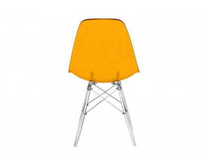 LeisureMod Dover Molded Side Chair With Acrylic Base - Transparent Orange