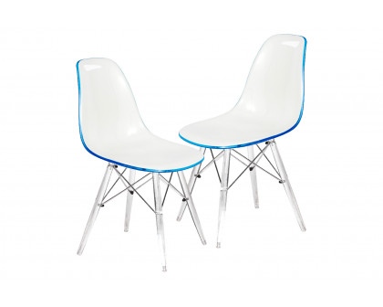 LeisureMod Dover Molded Side Chair With Acrylic Base (Set Of 2)