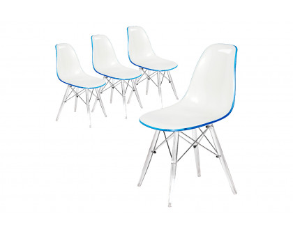 LeisureMod Dover Molded Side Chair With Acrylic Base (Set Of 4)