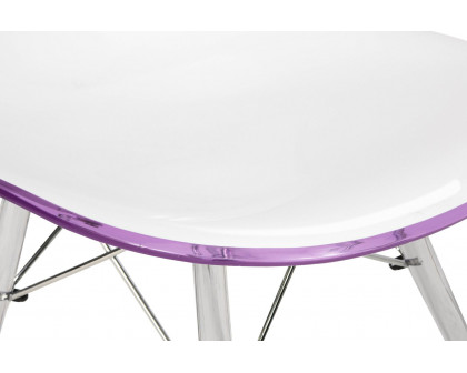 LeisureMod Dover Molded Side Chair With Acrylic Base - White Purple