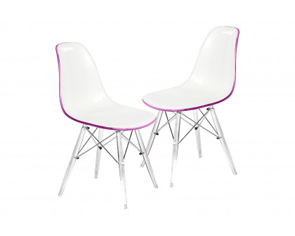 LeisureMod Dover Molded Side Chair With Acrylic Base (Set Of 2)