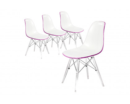 LeisureMod Dover Molded Side Chair With Acrylic Base (Set Of 4)