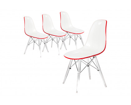 LeisureMod Dover Molded Side Chair With Acrylic Base (Set Of 4)