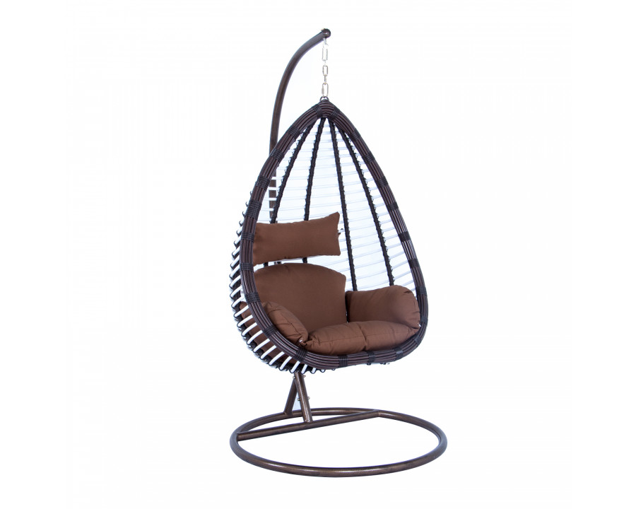 LeisureMod Modern Wicker Hanging Egg Swing Chair - Brown