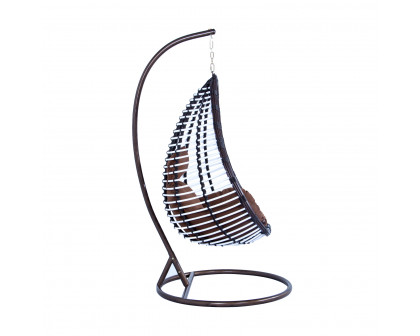 LeisureMod Modern Wicker Hanging Egg Swing Chair - Brown