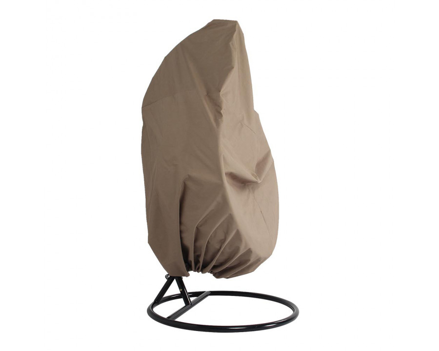 LeisureMod Hanging Single Egg Swing Chair Outdoor Fabric Cover - Brown