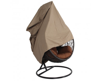 LeisureMod Hanging Single Egg Swing Chair Outdoor Fabric Cover - Brown