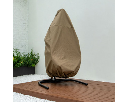 LeisureMod Hanging Single Egg Swing Chair Outdoor Fabric Cover - Brown