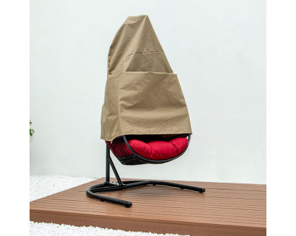 LeisureMod Hanging Single Egg Swing Chair Outdoor Fabric Cover - Brown