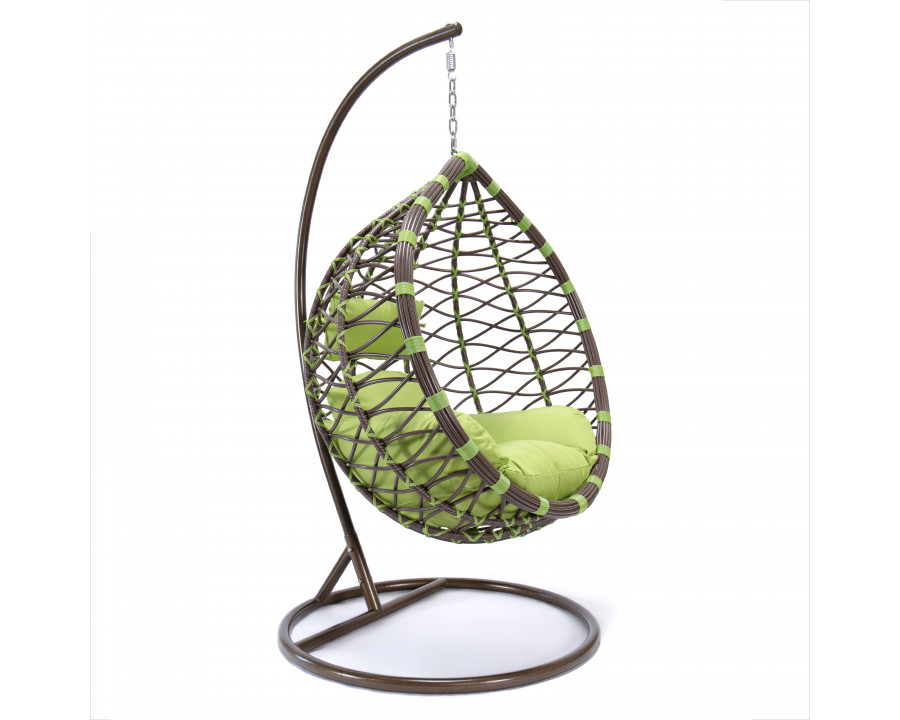 LeisureMod Modern Wicker Hanging Egg Swing Chair - Green