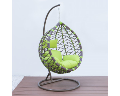 LeisureMod Modern Wicker Hanging Egg Swing Chair - Green