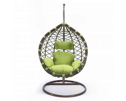 LeisureMod Modern Wicker Hanging Egg Swing Chair - Green