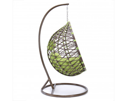 LeisureMod Modern Wicker Hanging Egg Swing Chair - Green