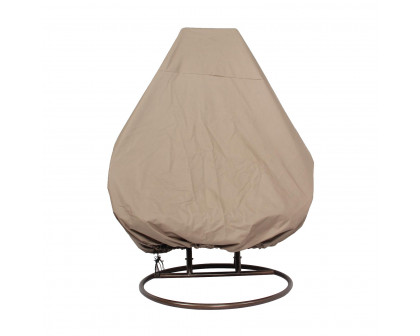 LeisureMod Hanging Double Egg Swing Chair Outdoor Fabric Cover - Brown