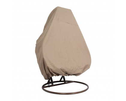 LeisureMod Hanging Double Egg Swing Chair Outdoor Fabric Cover - Brown