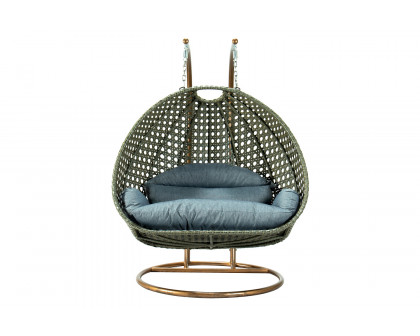 LeisureMod Modern Beige Wicker Hanging Double Seater Egg Swing Chair