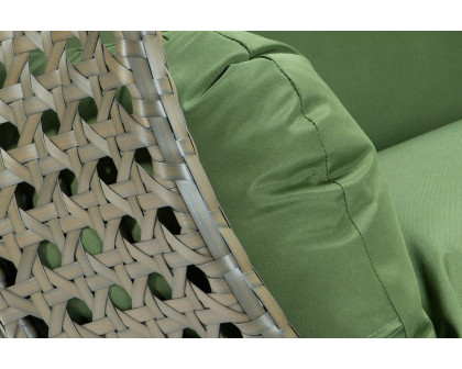 LeisureMod Modern Beige Wicker Hanging Double Seater Egg Swing Chair - Dark Green