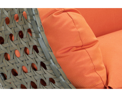 LeisureMod Modern Beige Wicker Hanging Double Seater Egg Swing Chair - Orange