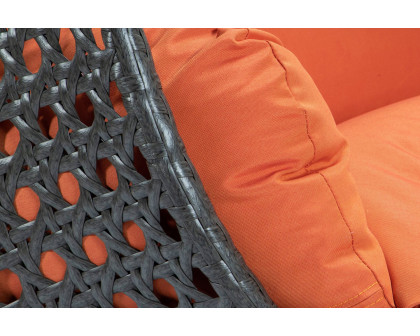 LeisureMod Modern Charcoal Wicker Hanging Double Seater Egg Swing Chair - Orange