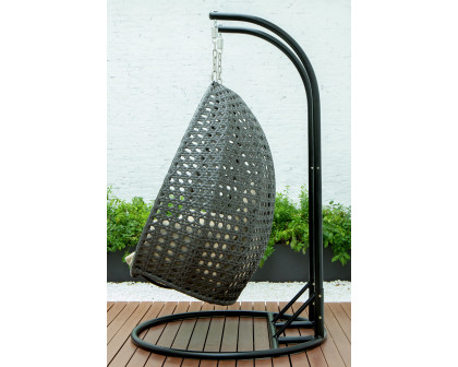 LeisureMod Modern Charcoal Wicker Hanging Double Seater Egg Swing Chair - Taupe