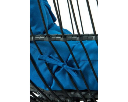 LeisureMod Wicker Folding Hanging Egg Swing Chair - Blue