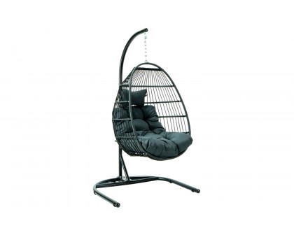 LeisureMod Wicker Folding Hanging Egg Swing Chair