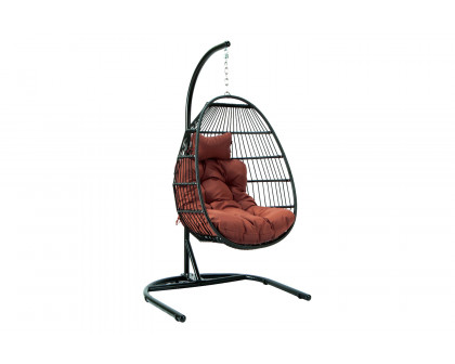 LeisureMod Wicker Folding Hanging Egg Swing Chair