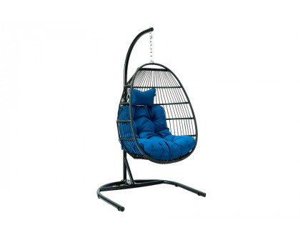 LeisureMod Wicker Folding Hanging Egg Swing Chair - Cherry