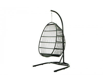 LeisureMod Wicker Folding Hanging Egg Swing Chair - Cherry