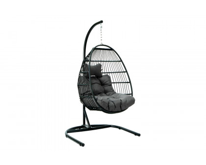 LeisureMod Wicker Folding Hanging Egg Swing Chair