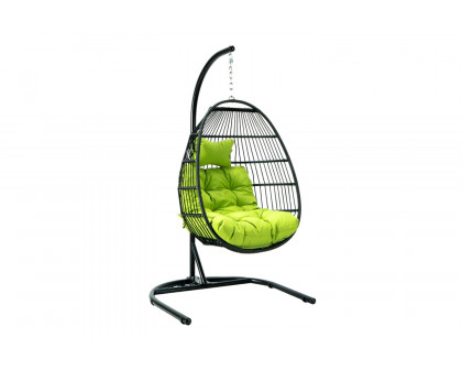 LeisureMod Wicker Folding Hanging Egg Swing Chair