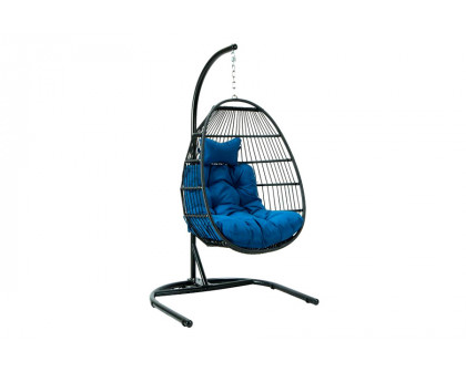 LeisureMod Wicker Folding Hanging Egg Swing Chair - Light Green