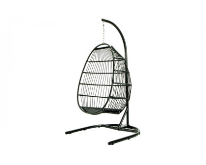 LeisureMod Wicker Folding Hanging Egg Swing Chair - Light Green