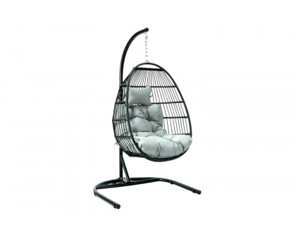 LeisureMod Wicker Folding Hanging Egg Swing Chair