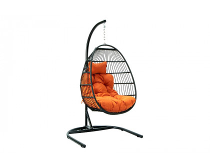 LeisureMod Wicker Folding Hanging Egg Swing Chair