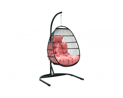 LeisureMod Wicker Folding Hanging Egg Swing Chair