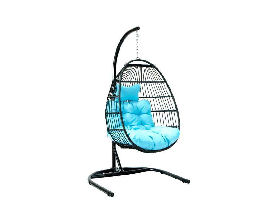 LeisureMod Wicker Folding Hanging Egg Swing Chair