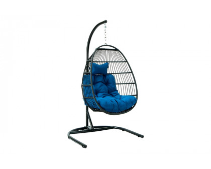 LeisureMod Wicker Folding Hanging Egg Swing Chair