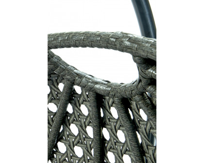 LeisureMod Wicker Hanging Double Egg Charcoal Swing Chair - Gray