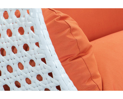 LeisureMod Modern White Wicker Hanging Double Seater Egg Swing Chair - Orange