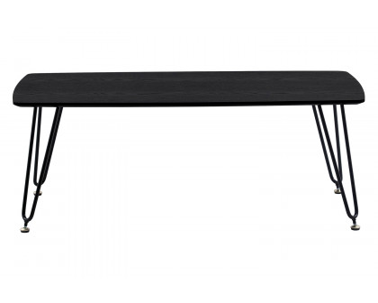 LeisureMod Elmwood Modern Wood Top Coffee Table with Iron Base - Black