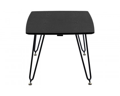 LeisureMod Elmwood Modern Wood Top Coffee Table with Iron Base - Black