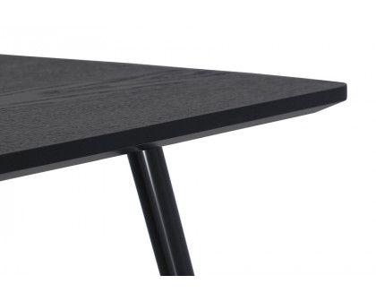 LeisureMod Elmwood Modern Wood Top Coffee Table with Iron Base - Black