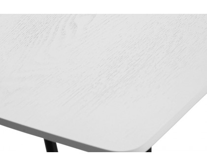 LeisureMod Elmwood Modern Wood Top Coffee Table with Iron Base - White