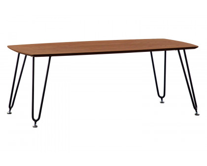 LeisureMod Elmwood Modern Wood Top Coffee Table with Iron Base