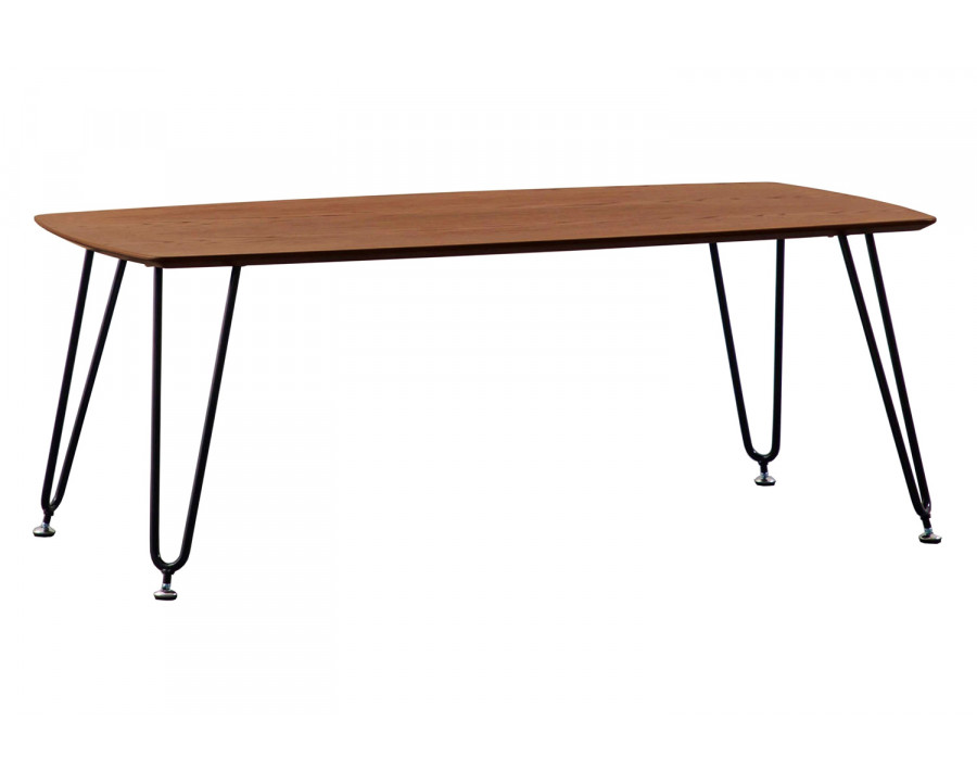 LeisureMod Elmwood Modern Wood Top Coffee Table with Iron Base - Walnut