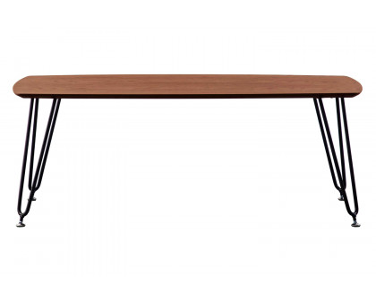 LeisureMod Elmwood Modern Wood Top Coffee Table with Iron Base - Walnut