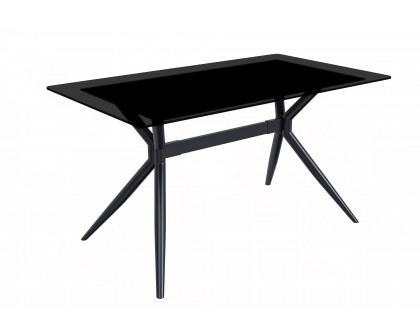 LeisureMod Elega Modern 55" Rectangular Dining Table with Glass Top and Stainless Steel Base